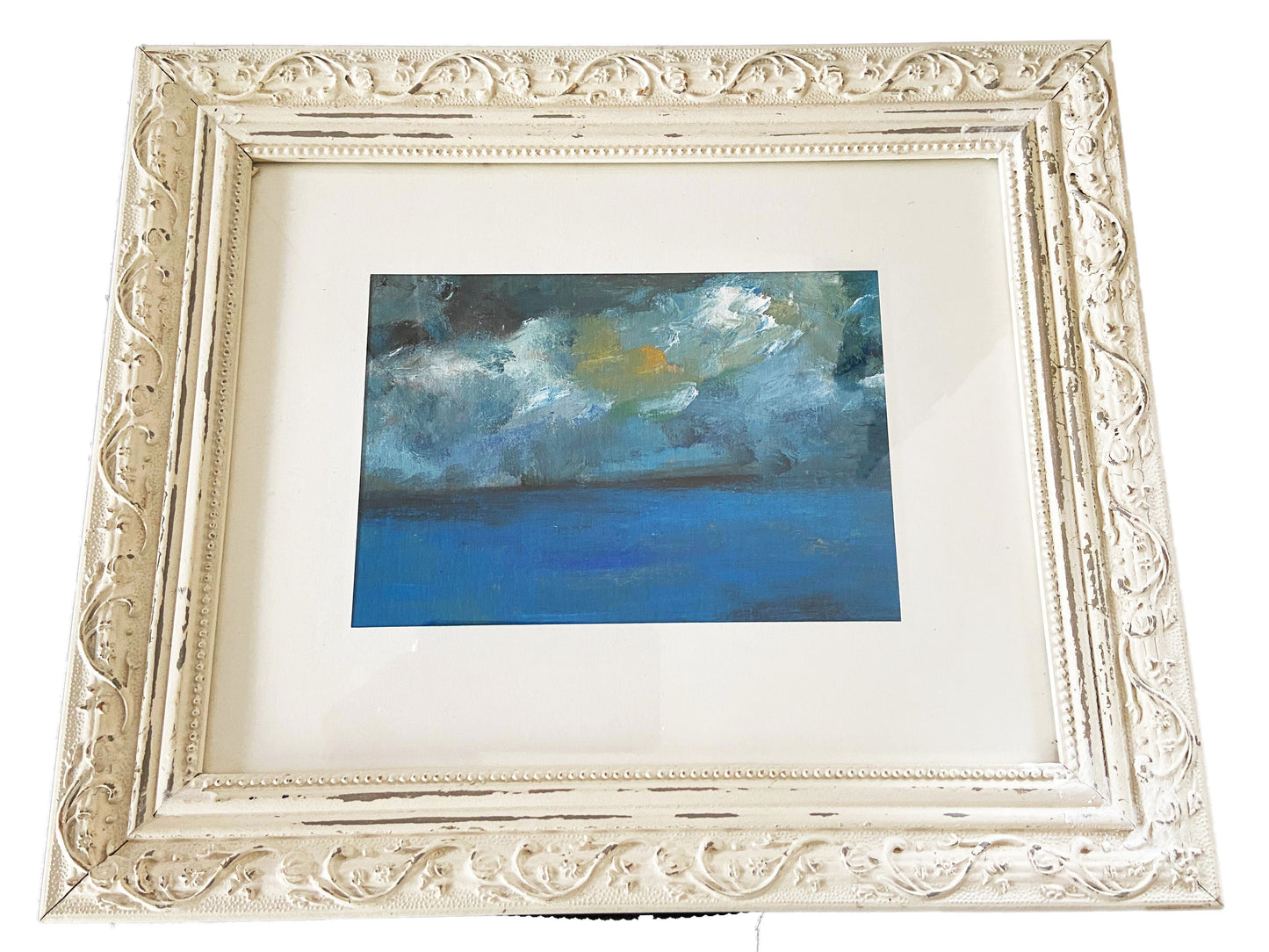 #797 Acrylic Landscape on Paper Framed Abstract 10.5" by 12.5" By YJR