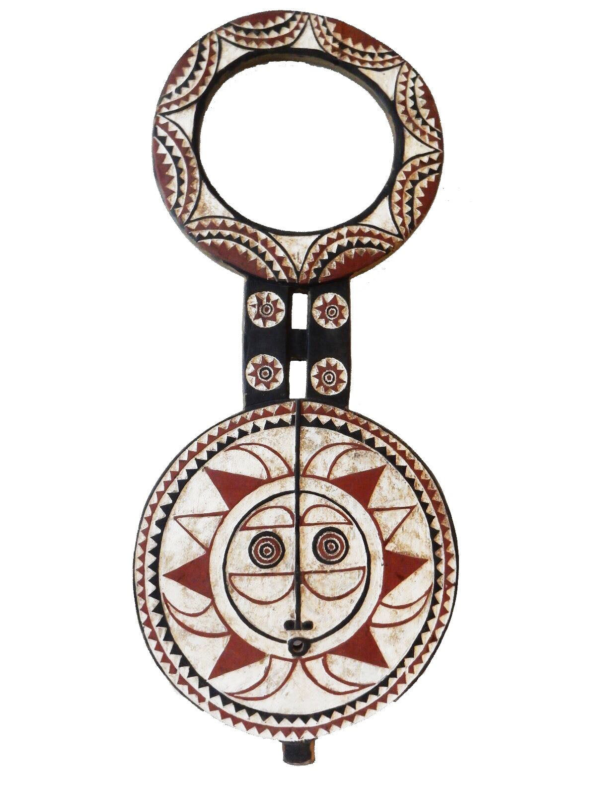 #771 Superb African LG Baule Tribe Moon Mask I Coast 66" H by 27.5' W