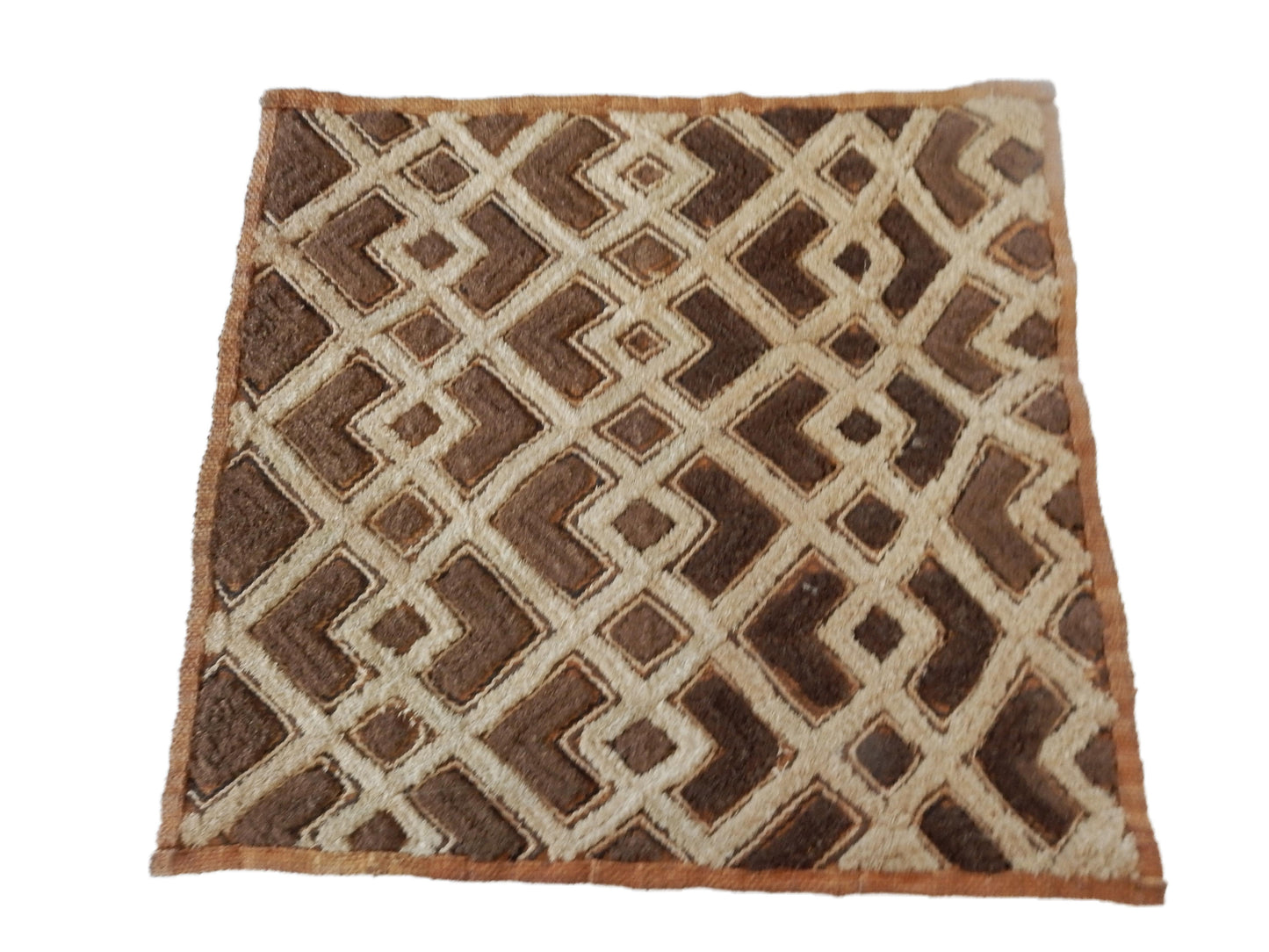 #443 African Kuba Kasai Velvet Raffia Textile Zaire 20" by 21"