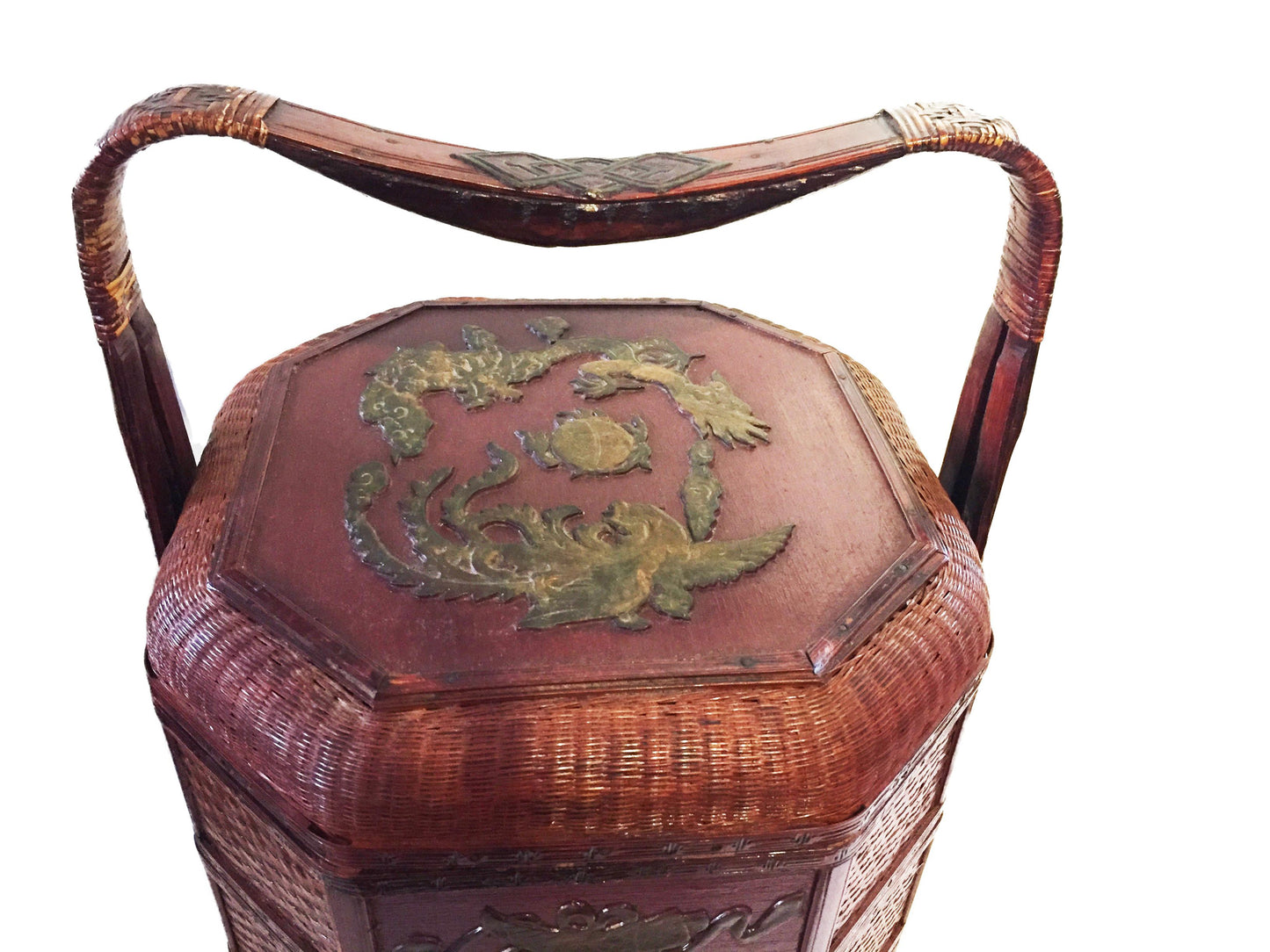 #801 Antique Chinoiserie Three Tiered Wedding Basket .