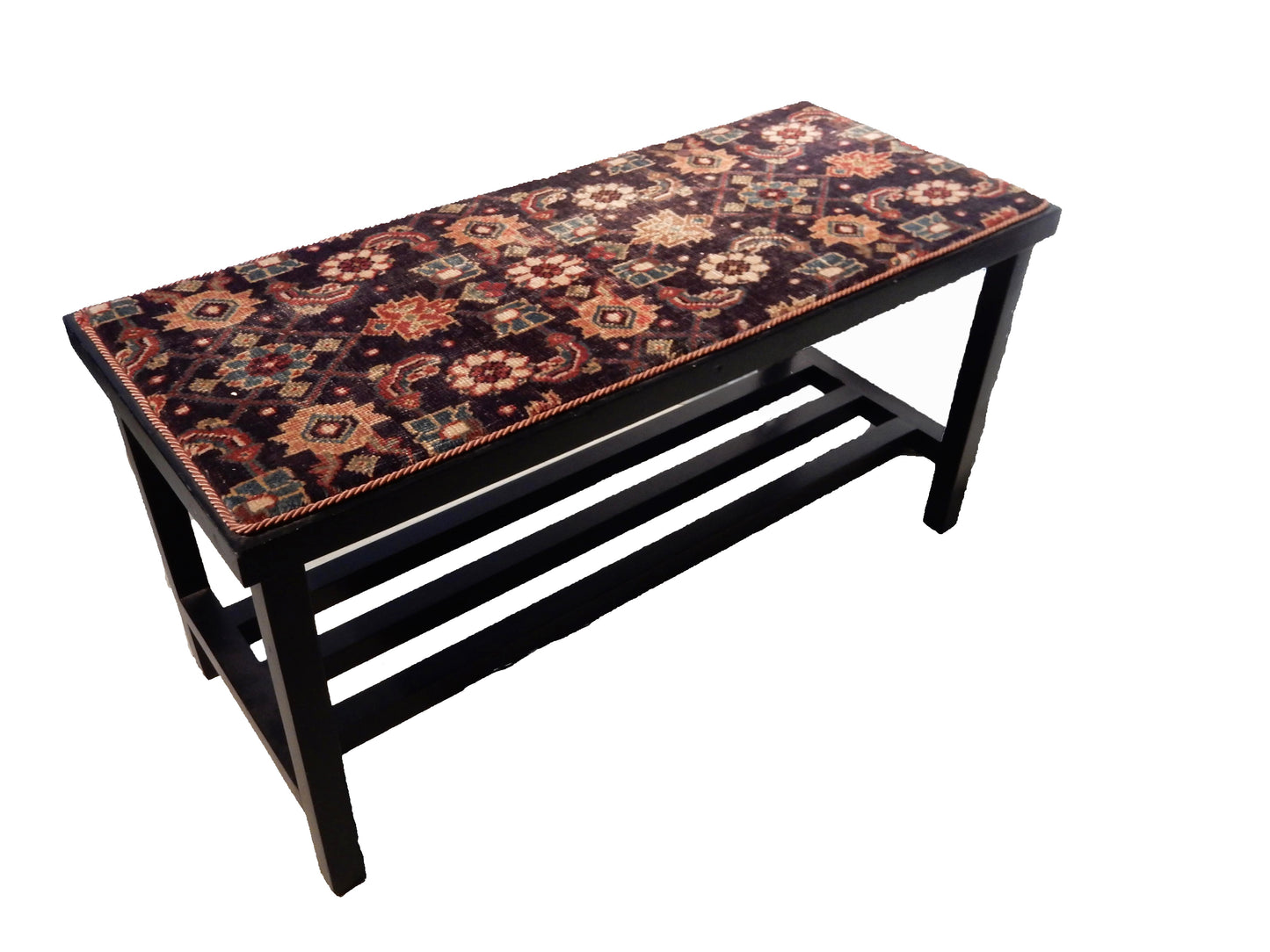 Lacquer Wood Coffee Table W/Malayer Rug Top