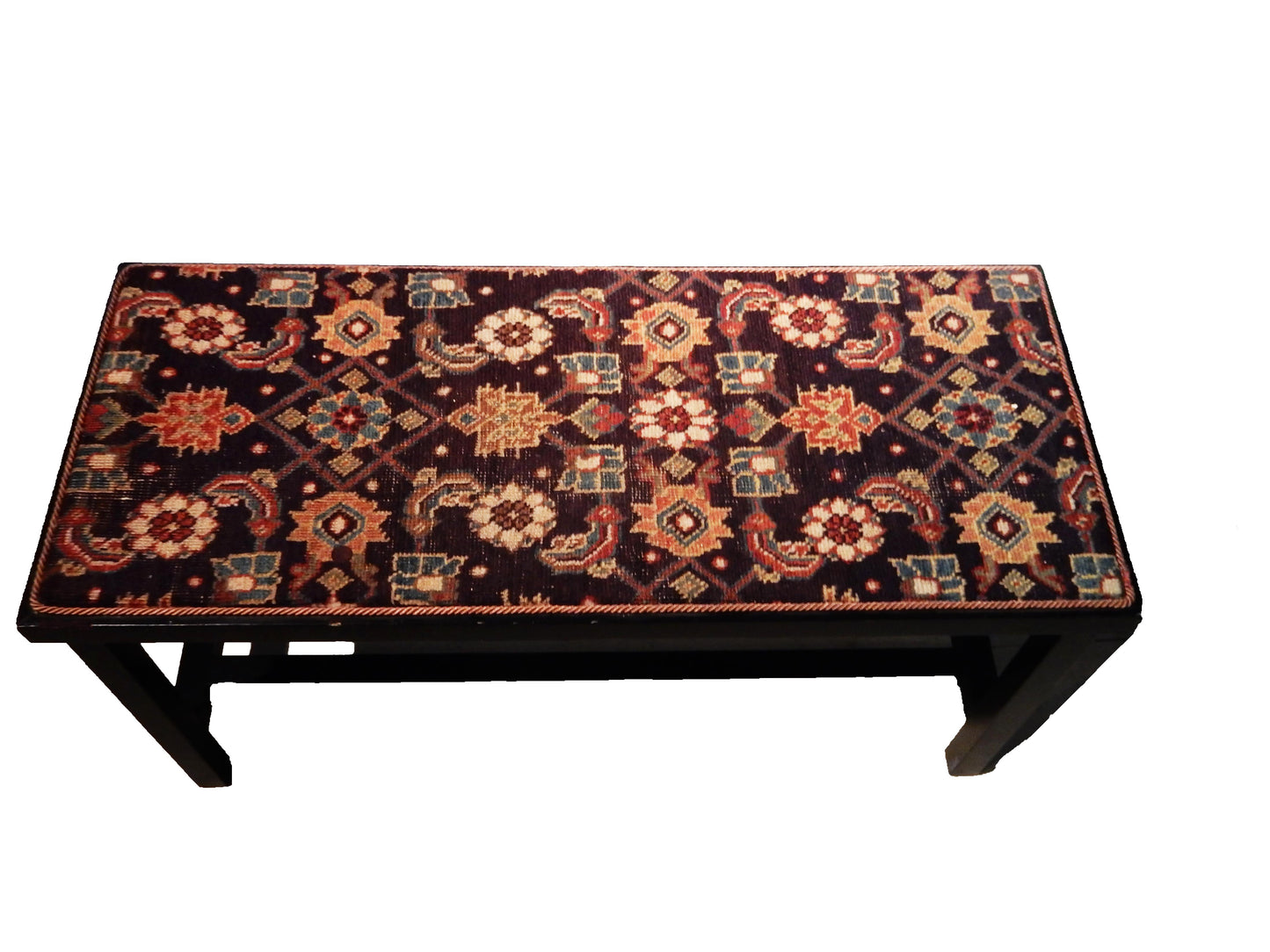Lacquer Wood Coffee Table W/Malayer Rug Top