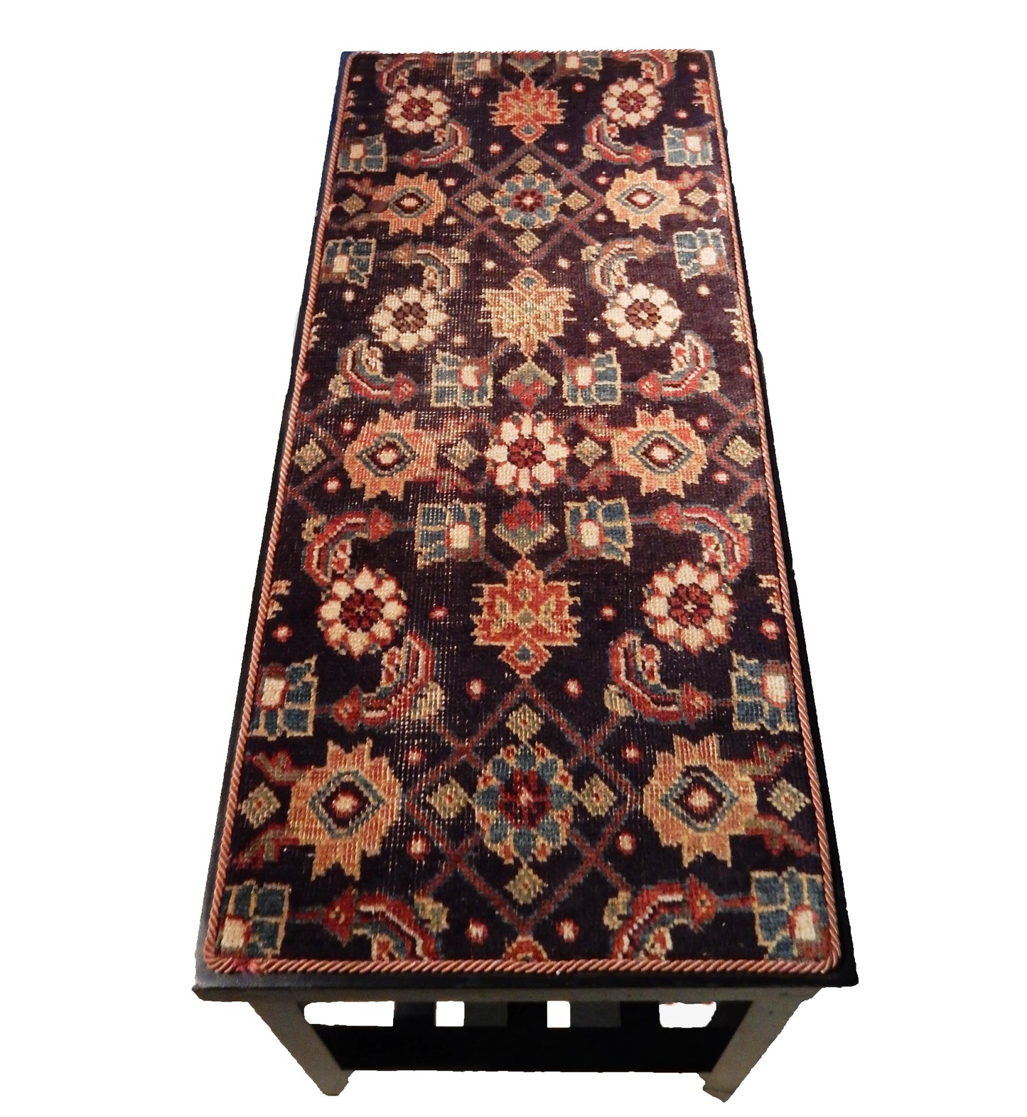 Lacquer Wood Coffee Table W/Malayer Rug Top