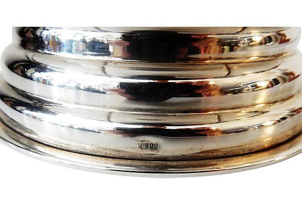 #3759 Old Ornate Repousse Fine Silver Bowl Marked 900