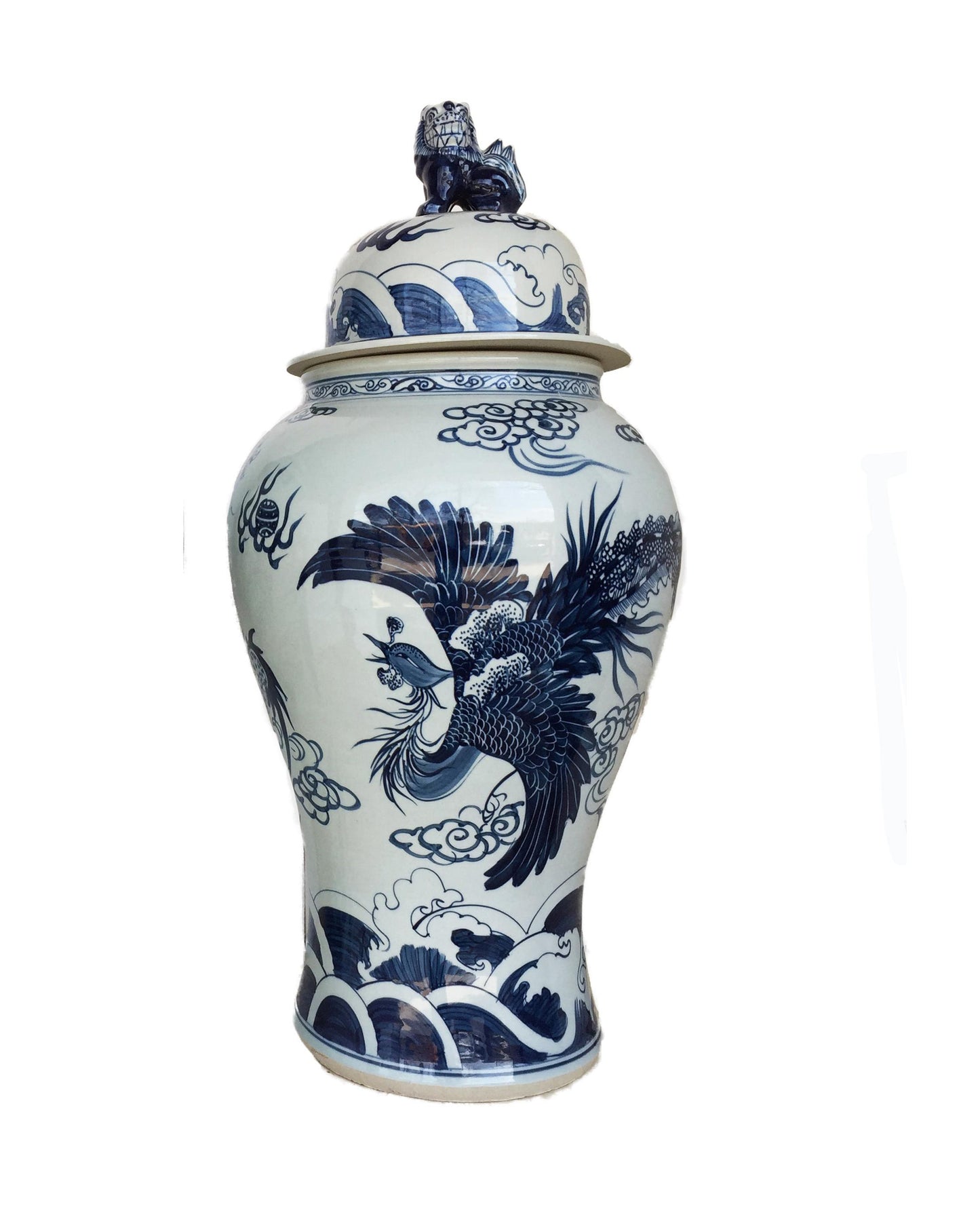 #979 Chinoiserie Blue& White Porcelain Ginger Jar Dragon & Phoenix