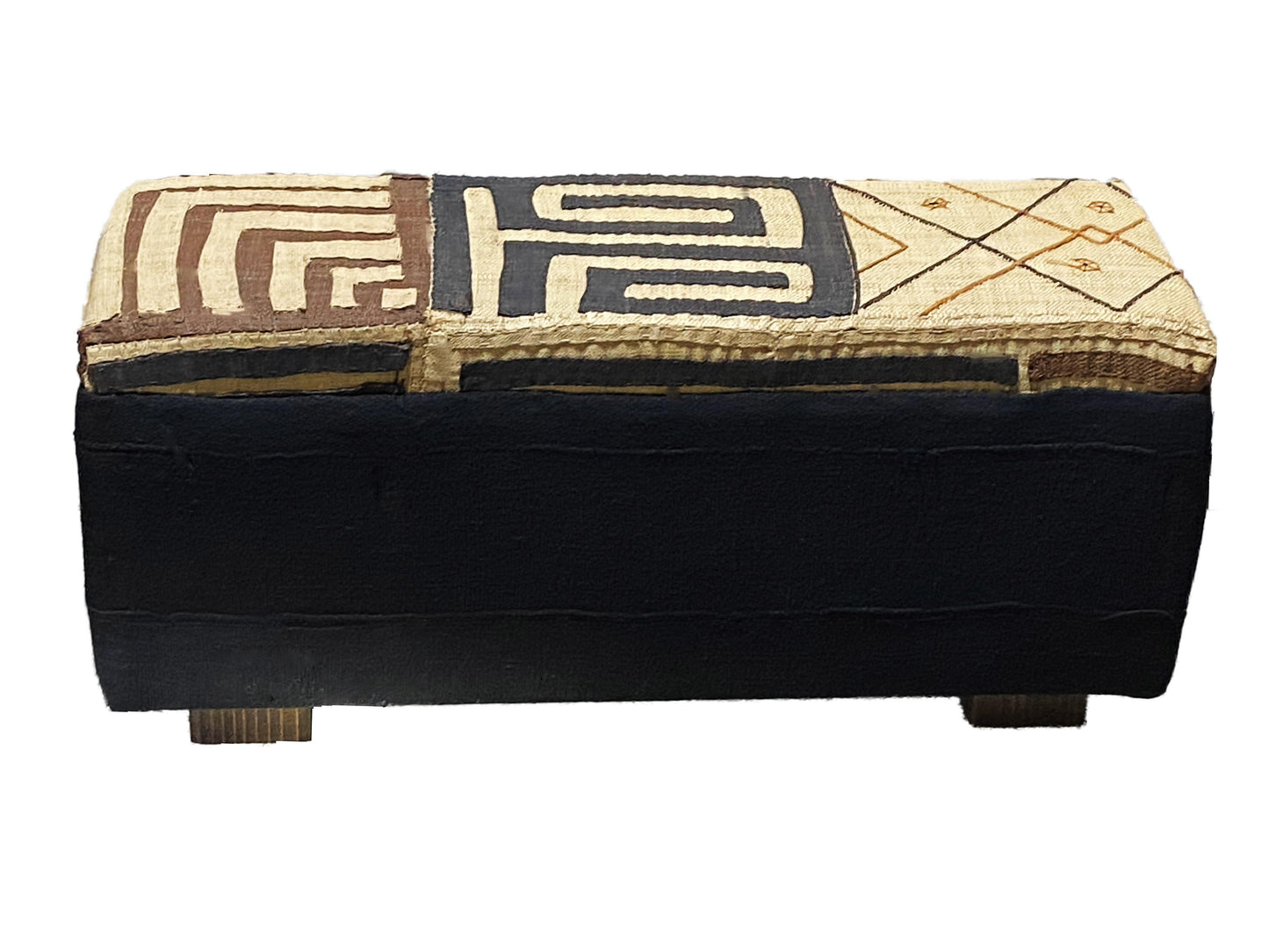 #3468 Custom Made Vintage African Kuba Textile & Mud Cloth Ottoman
