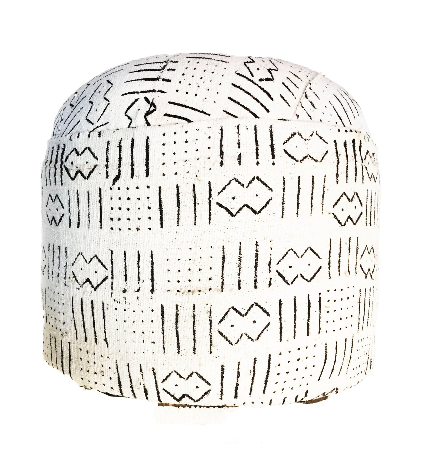 #638 Custom Made African Round Malian Mud Cloth Ottoman 17" H