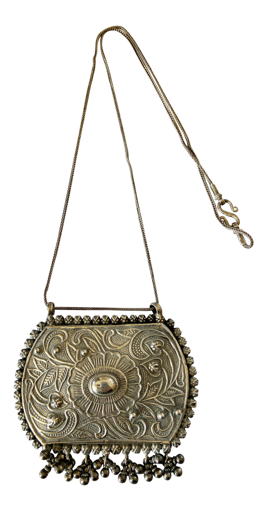#4570 Ethnic sterling  Silver Peruvian Pendant 14.5" H