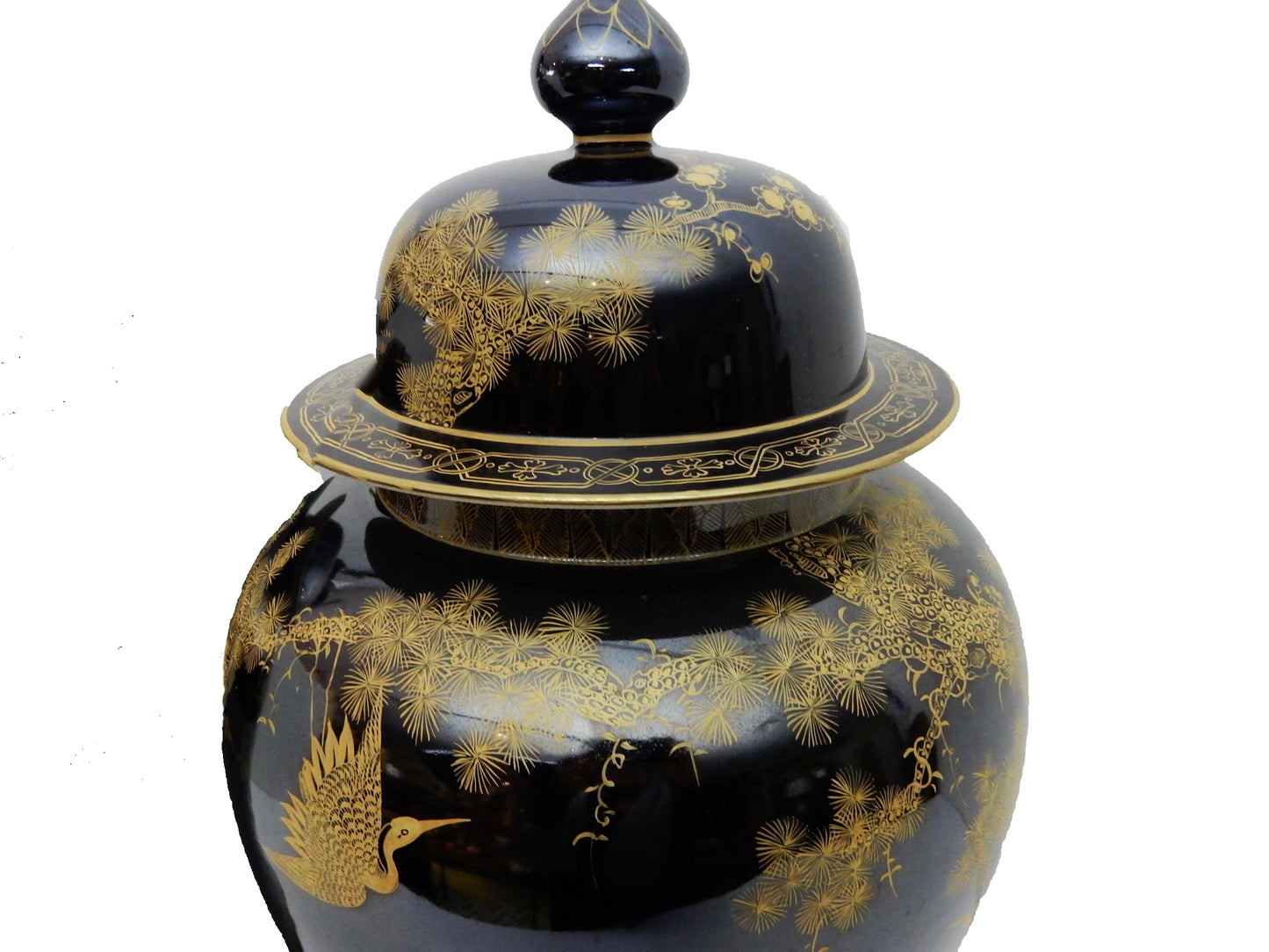 #5784 Chinoiserie Famille Noire Porcelain Ginger Jars - a Pair 22.5" H