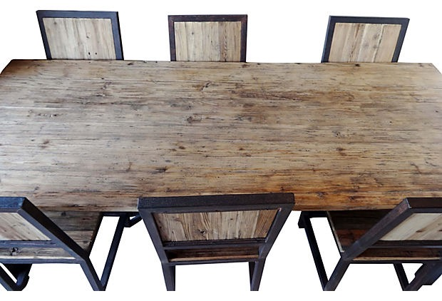 #3584 Industrial Wood & Iron Dining Set
