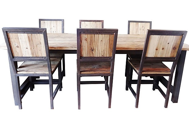 #3584 Industrial Wood & Iron Dining Set