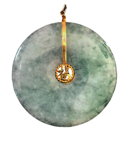 #195BI Superb 1940/50 14 kt Gold Jadeite Jade W Gia Certificate