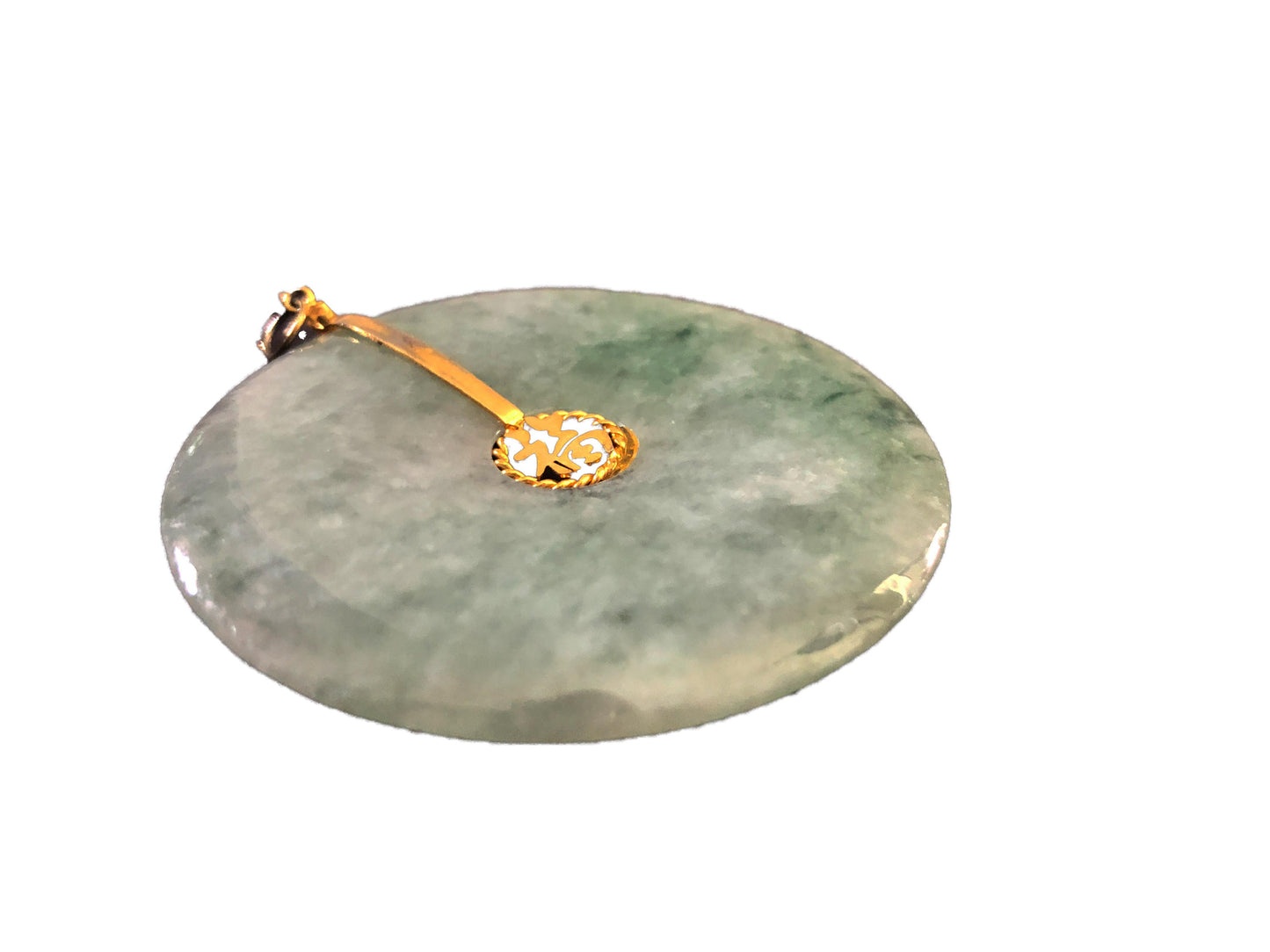#195BI Superb 1940/50 14 kt Gold Jadeite Jade W Gia Certificate