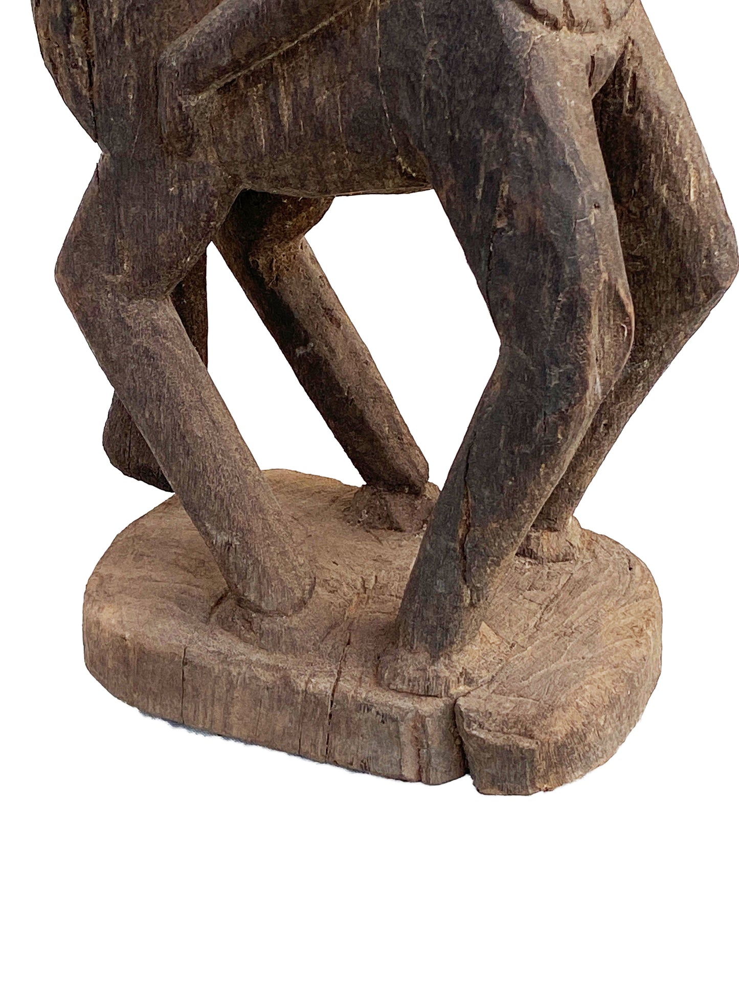 #4023 Lg Old African Dogon Hand Carved Wood Horseman Mali 30" H