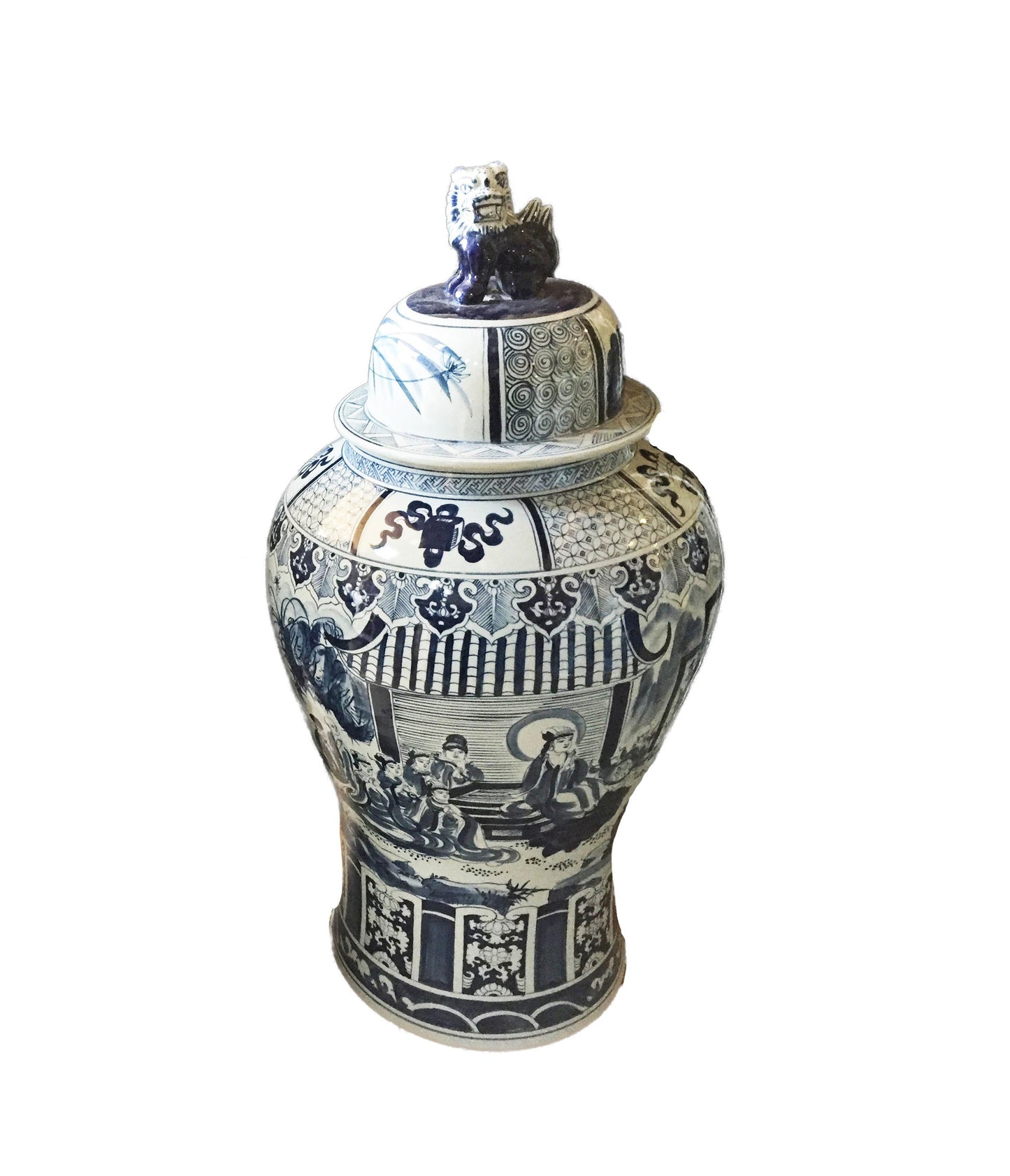 #911 Mansion Size Chinoiserie Blue & White Porcelain Ginger Jar 46" H