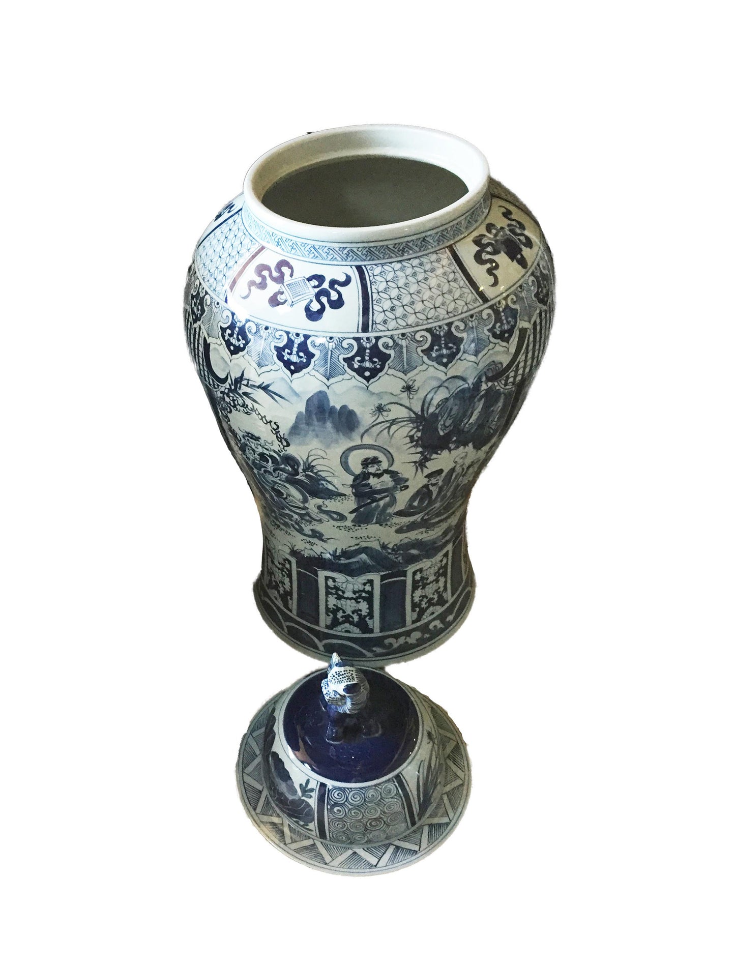 #911 Mansion Size Chinoiserie Blue & White Porcelain Ginger Jar 46" H