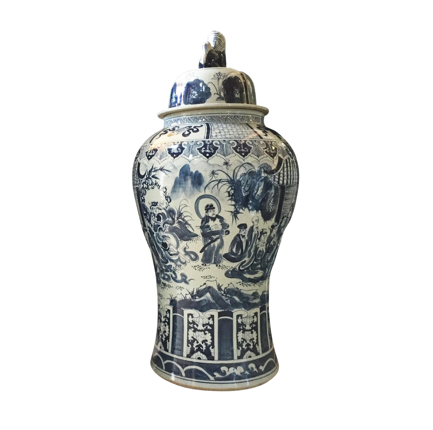 #911 Mansion Size Chinoiserie Blue & White Porcelain Ginger Jar 46" H