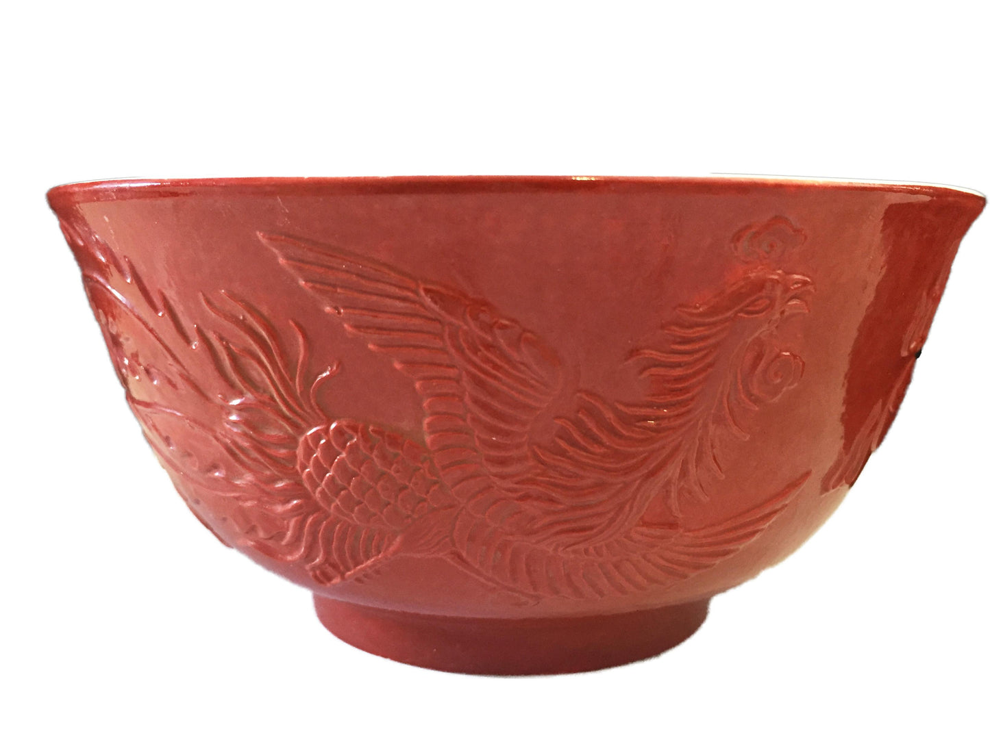 #1218c Chinoiserie Marriage Porcelain Bowls Dragon & Phoenix S/2