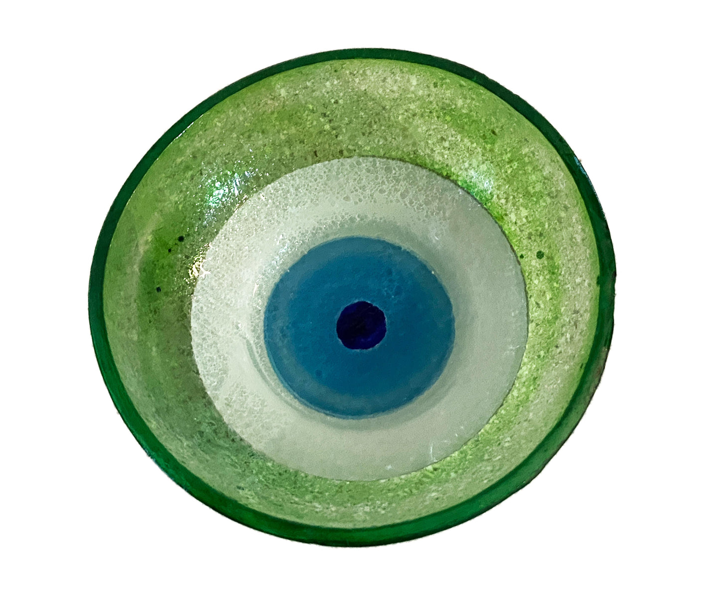 #3784 Middle Eastern Green Glass Bowls with Eye Set Of Two