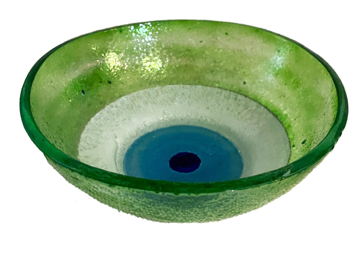 #3784 Middle Eastern Green Glass Bowls with Eye Set Of Two