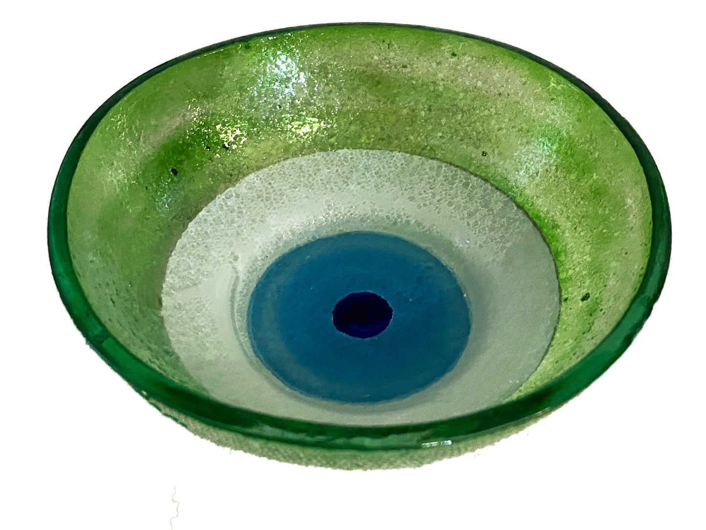 #3784 Middle Eastern Green Glass Bowls with Eye Set Of Two
