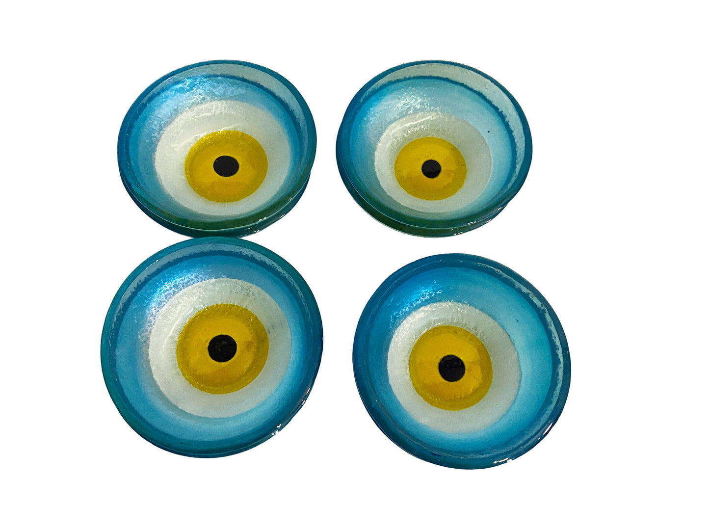 #3785 Middle Eastern Turquoise Glass Bowls with Eye Set Of Eight