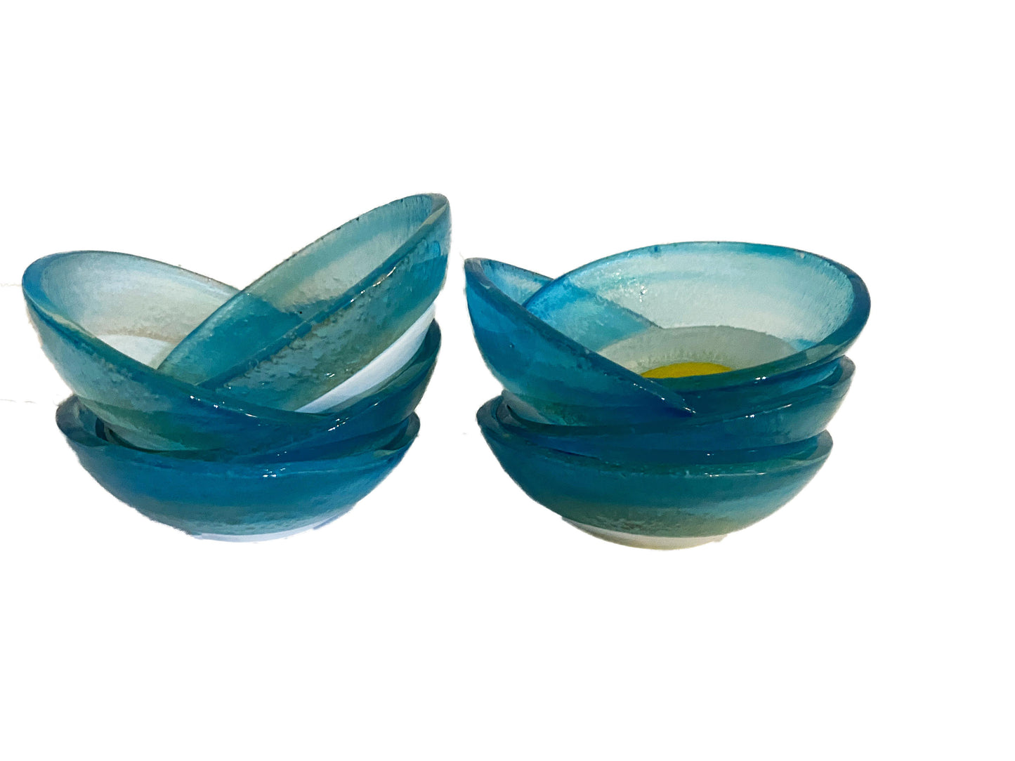 #3785 Middle Eastern Turquoise Glass Bowls with Eye Set Of Eight