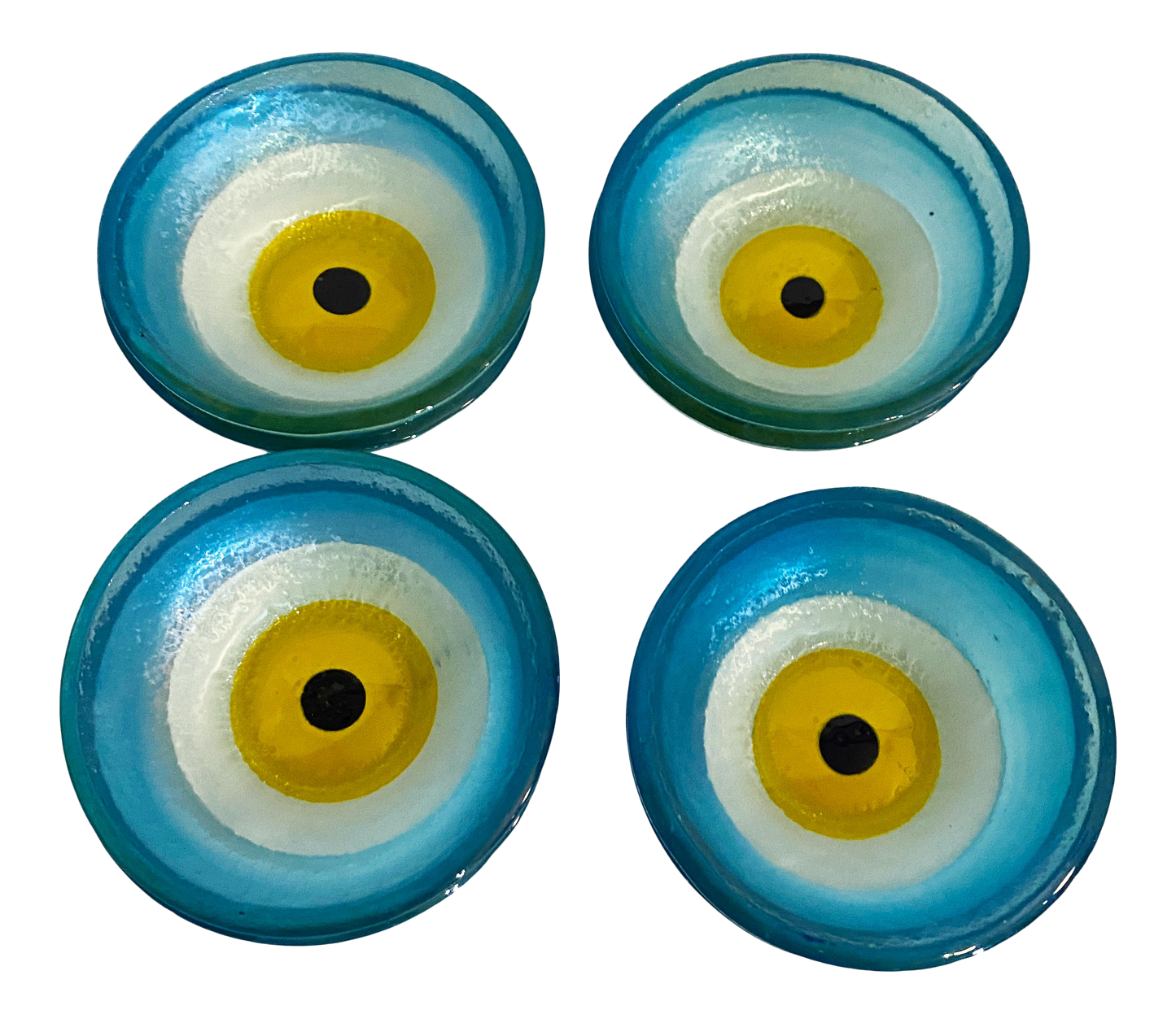 #3785 Middle Eastern Turquoise Glass Bowls with Eye Set Of Eight