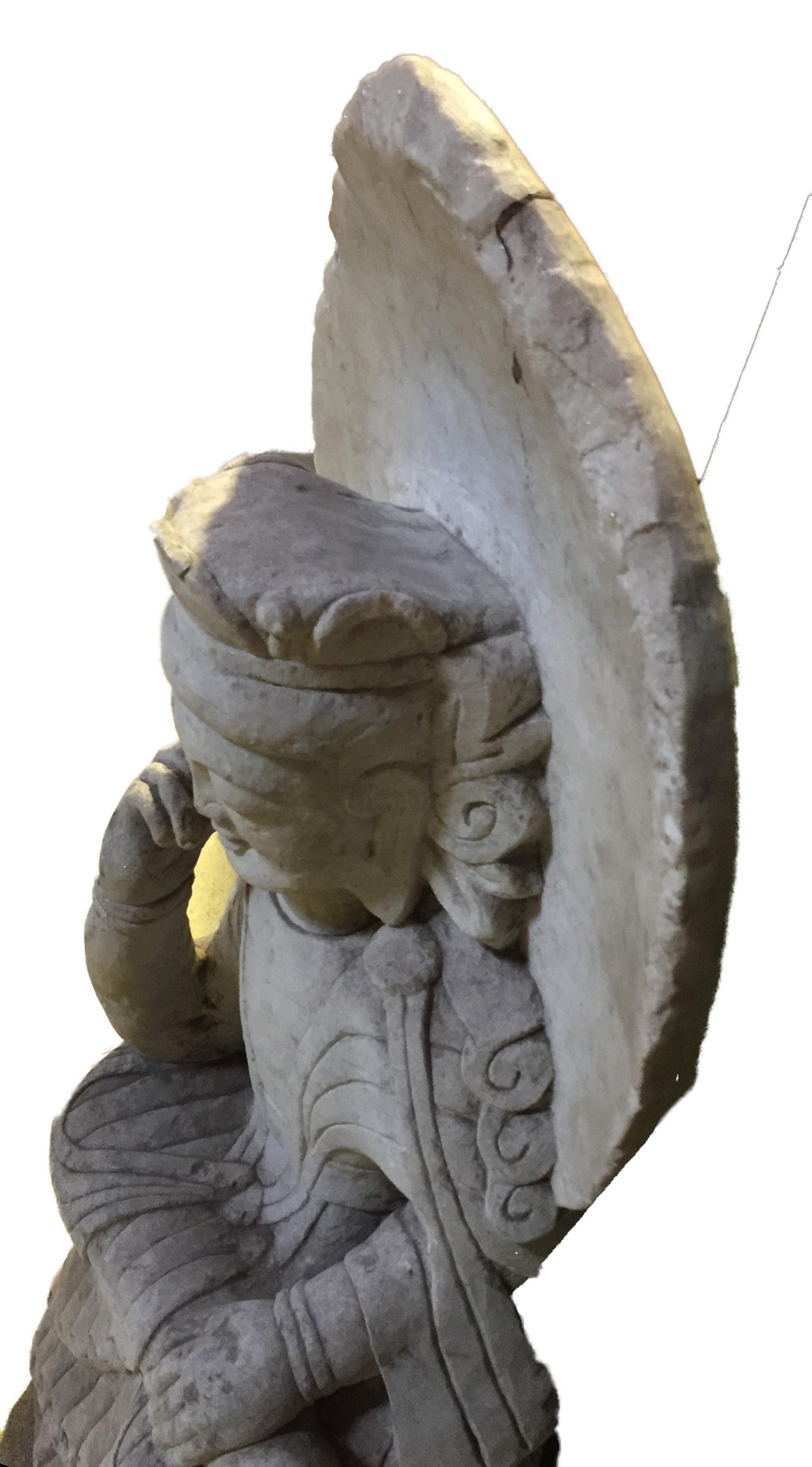 #823 Old Hand-Chiseled Marble Buddha