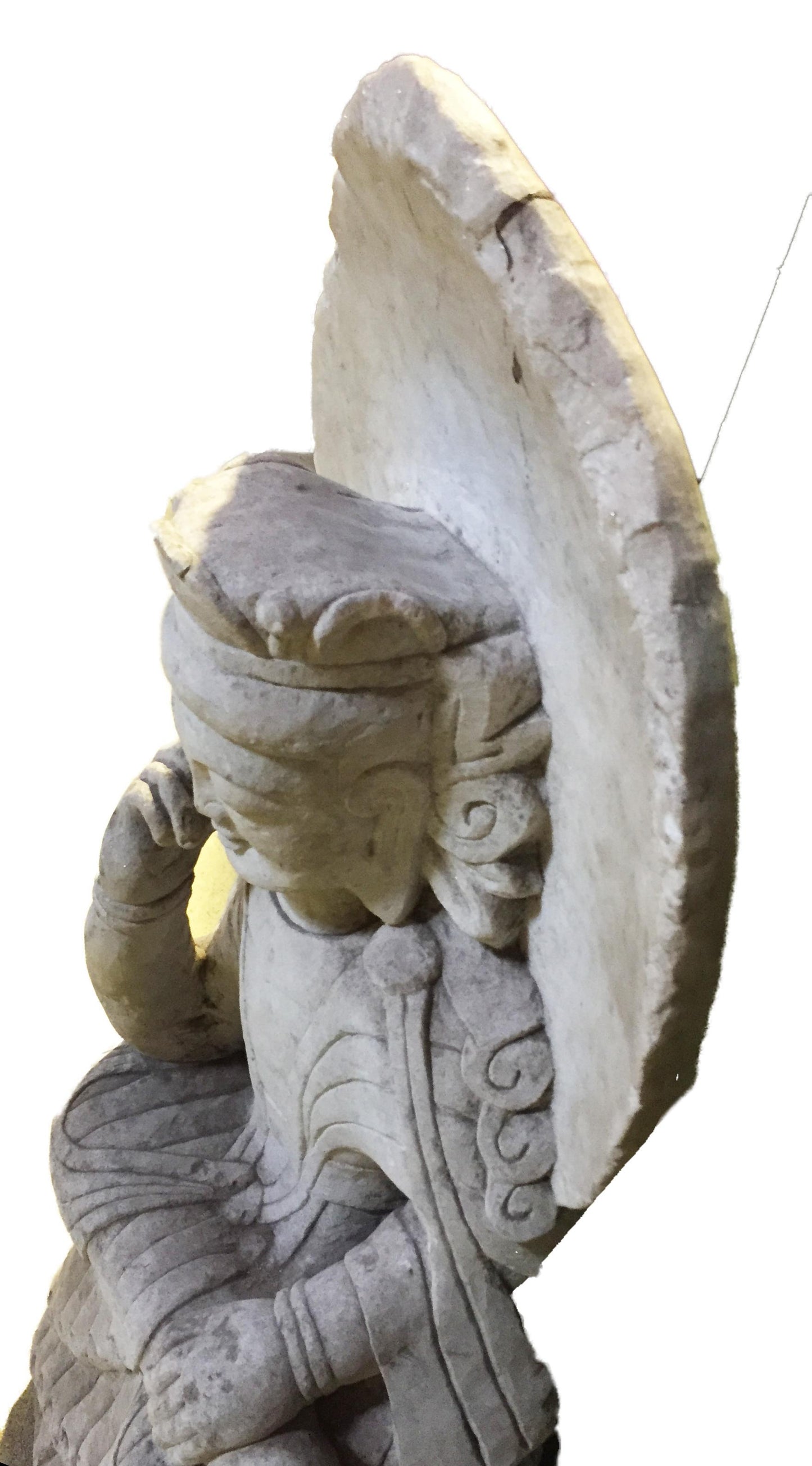 #823 Old Hand-Chiseled Marble Buddha