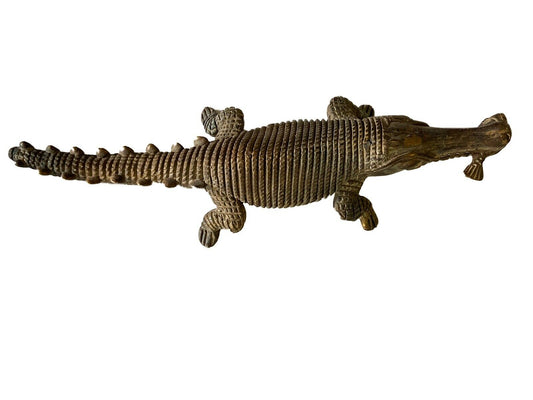 #1 Bronze AfricanTribal/ Ashanti Akan Of a CROCODILE I Coast 1.75" h by 11.25" w