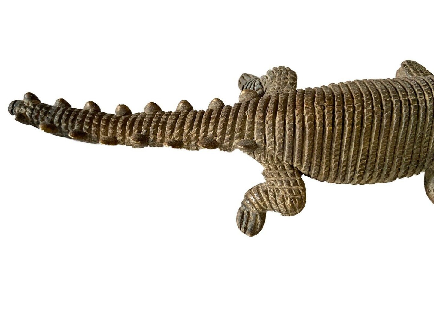 #1 Bronze AfricanTribal/ Ashanti Akan Of a CROCODILE I Coast 1.75" h by 11.25" w