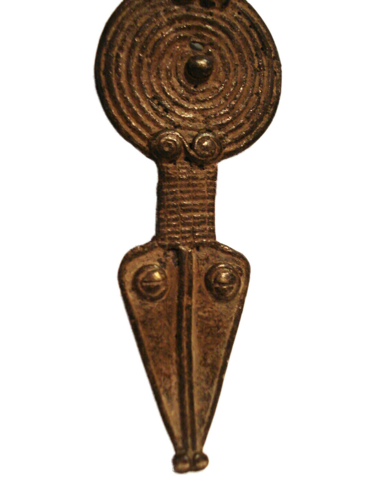 #2132 Superb Gan Bronze Amulet Pendant of Ornate Serpent Burkina Faso