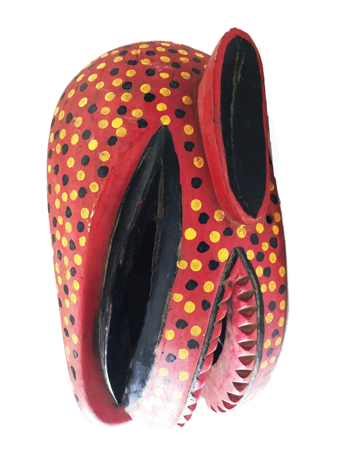 #1174 African Lg Old Colorful Leopard Mask Bozo Bamana 14" H