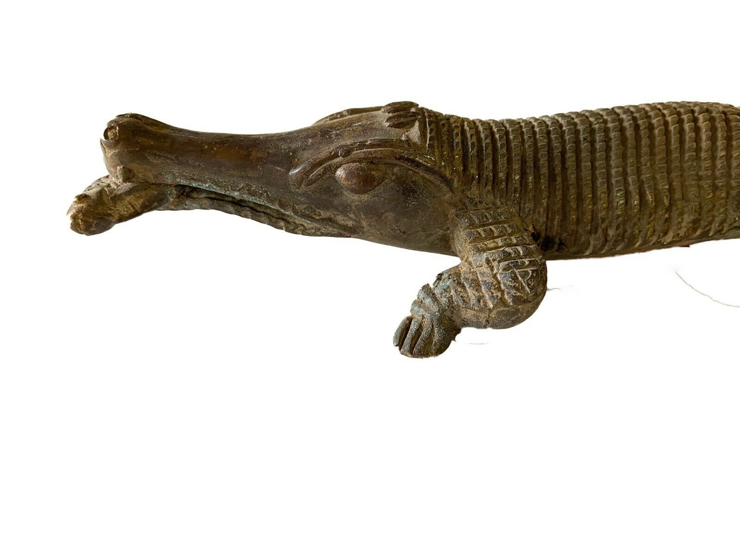 #1 Bronze AfricanTribal/ Ashanti Akan Of a CROCODILE I Coast 1.75" h by 11.25" w