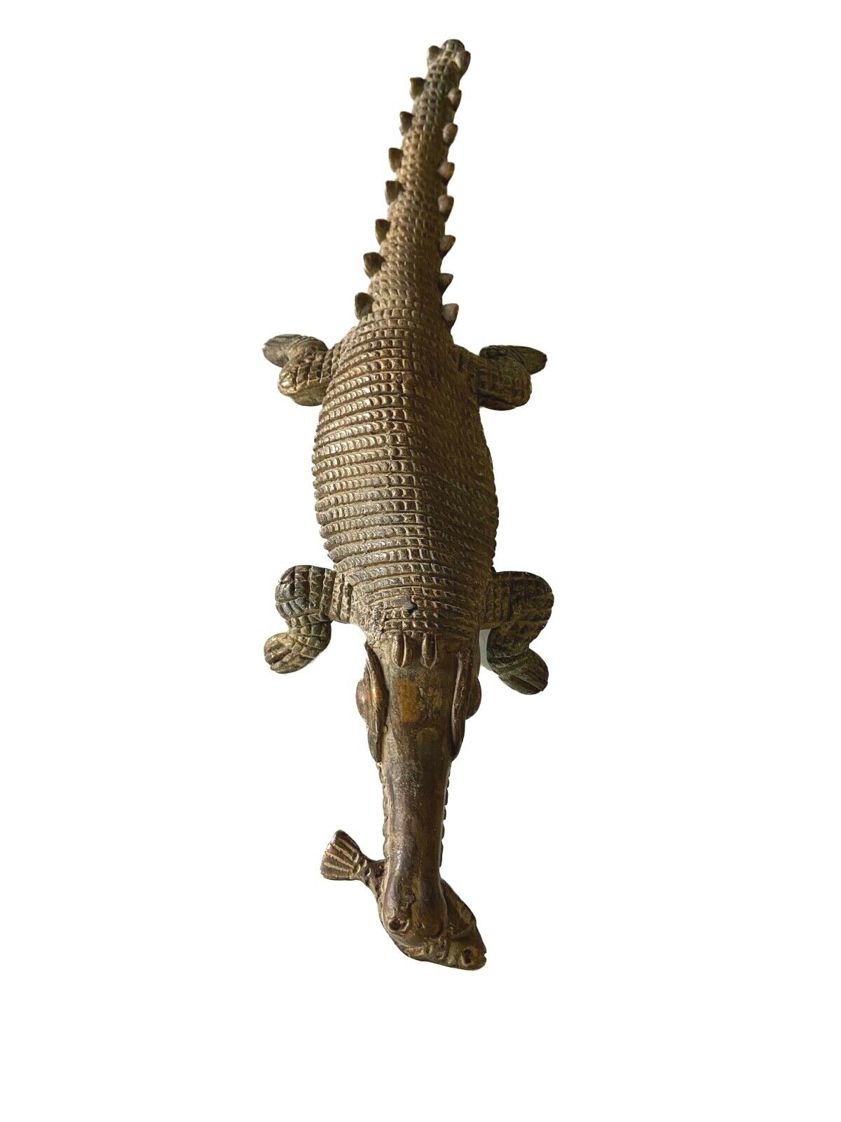 #1 Bronze AfricanTribal/ Ashanti Akan Of a CROCODILE I Coast 1.75" h by 11.25" w