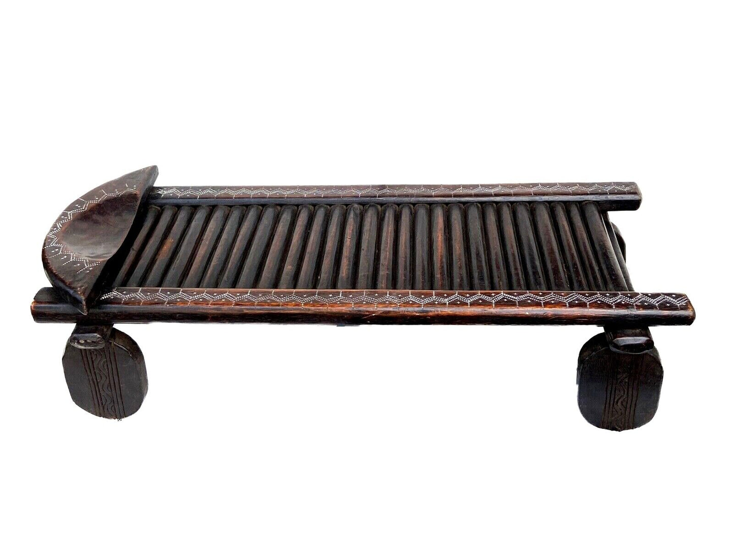 # 2339 Superb African Bamileke wood DayBed Stool/Table 44"