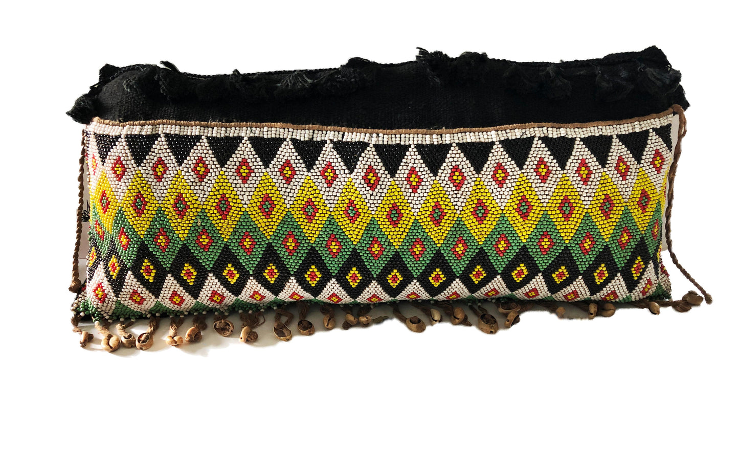 Tribal African Kirdi Beaded Pikuran Lumbar Pillow 18.5" W # 382