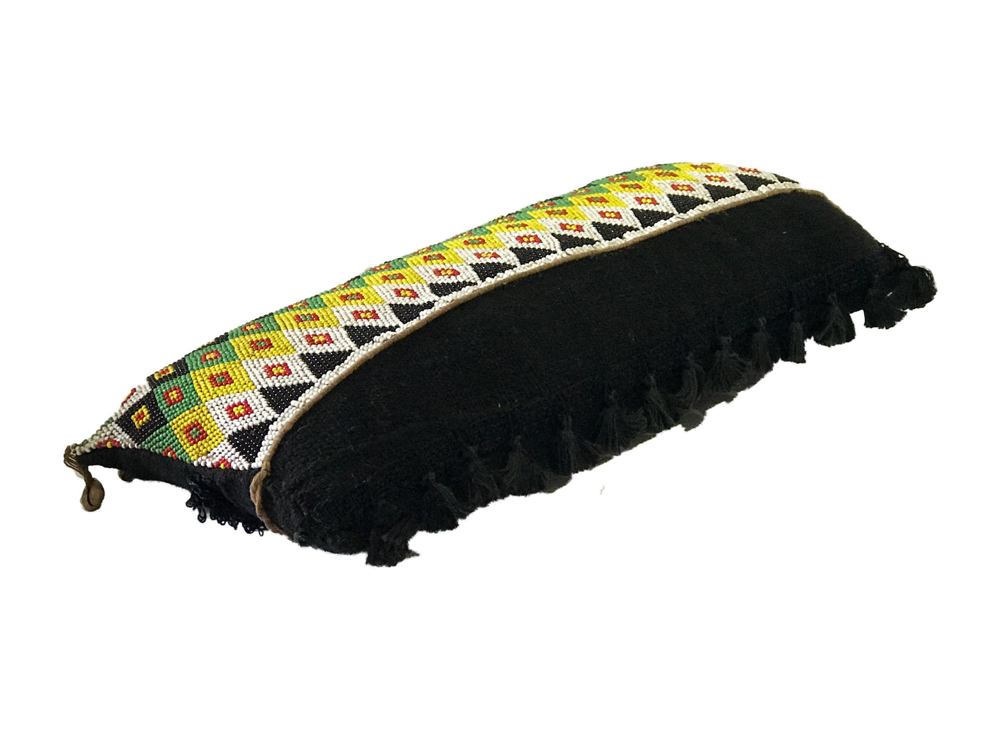 Tribal African Kirdi Beaded Pikuran Lumbar Pillow 18.5" W # 382