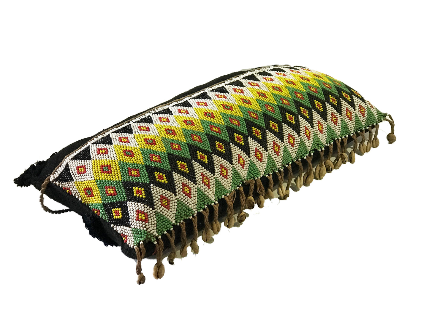 Tribal African Kirdi Beaded Pikuran Lumbar Pillow 18.5" W # 382