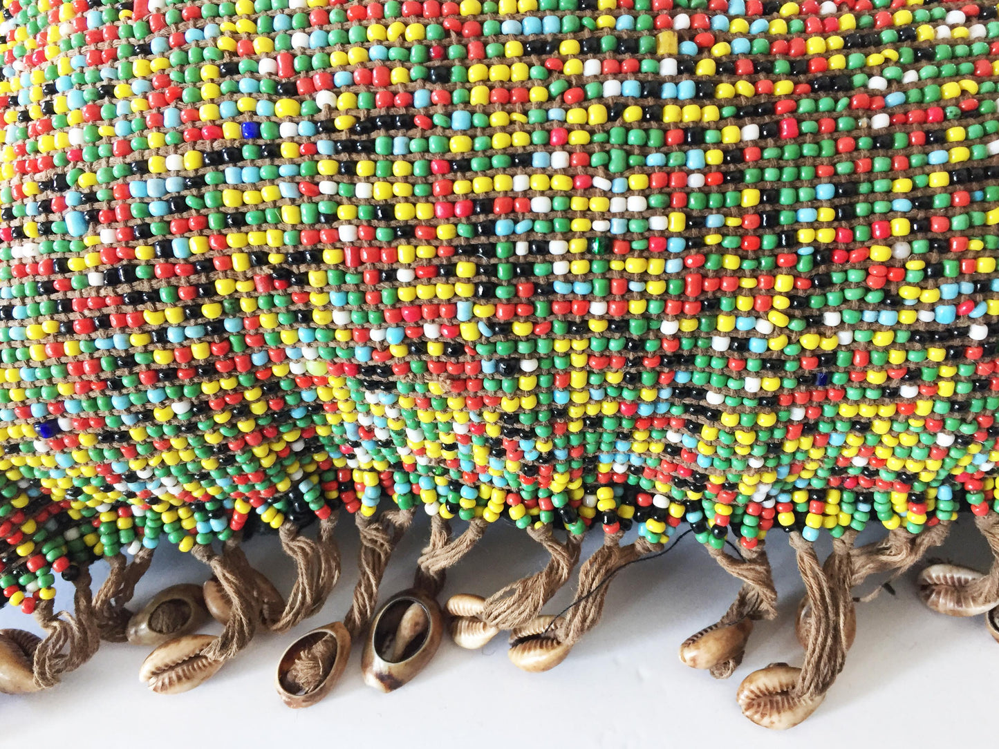 #1880 Tribal African Kirdi Beaded Pikuran Lumbar Pillow 19" W