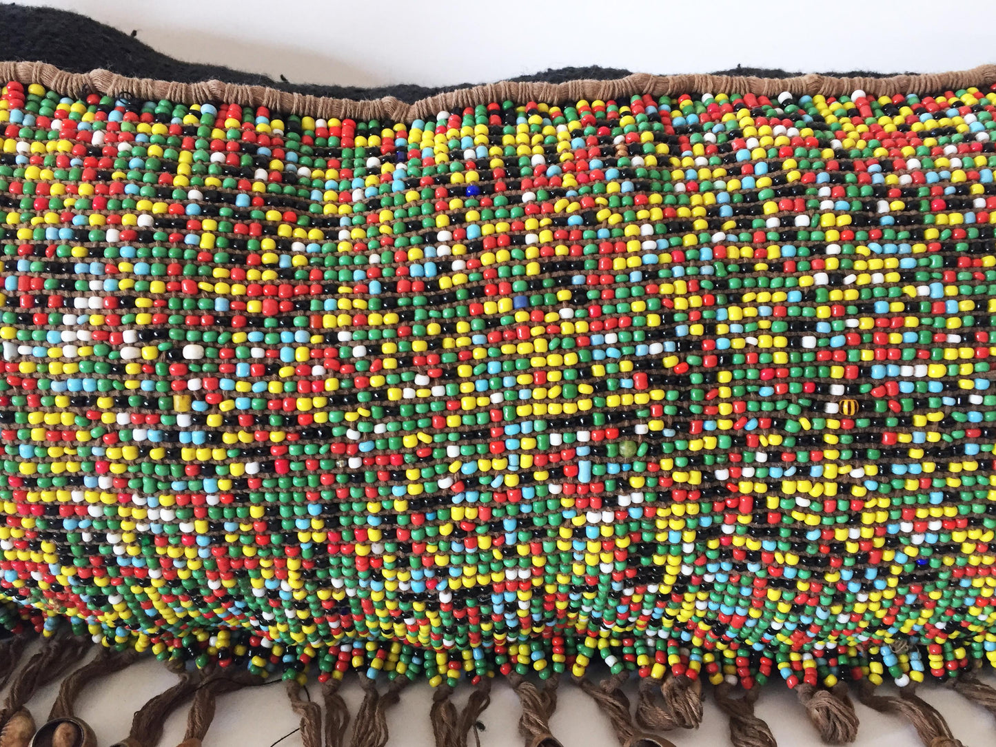 #1880 Tribal African Kirdi Beaded Pikuran Lumbar Pillow 19" W