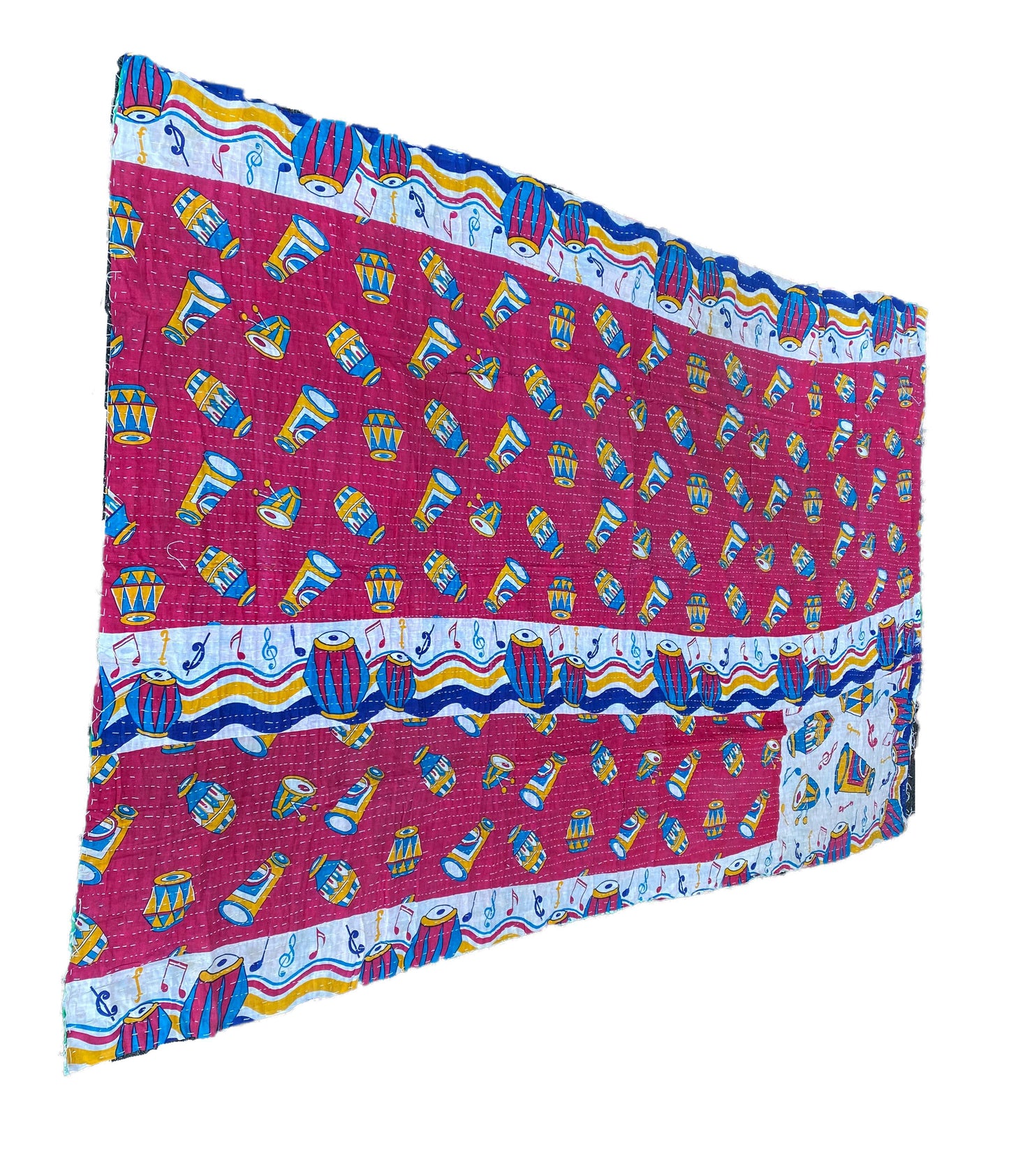 #3725 Vintage Indian CottonThrow Kantha Quilt 85" by 54"