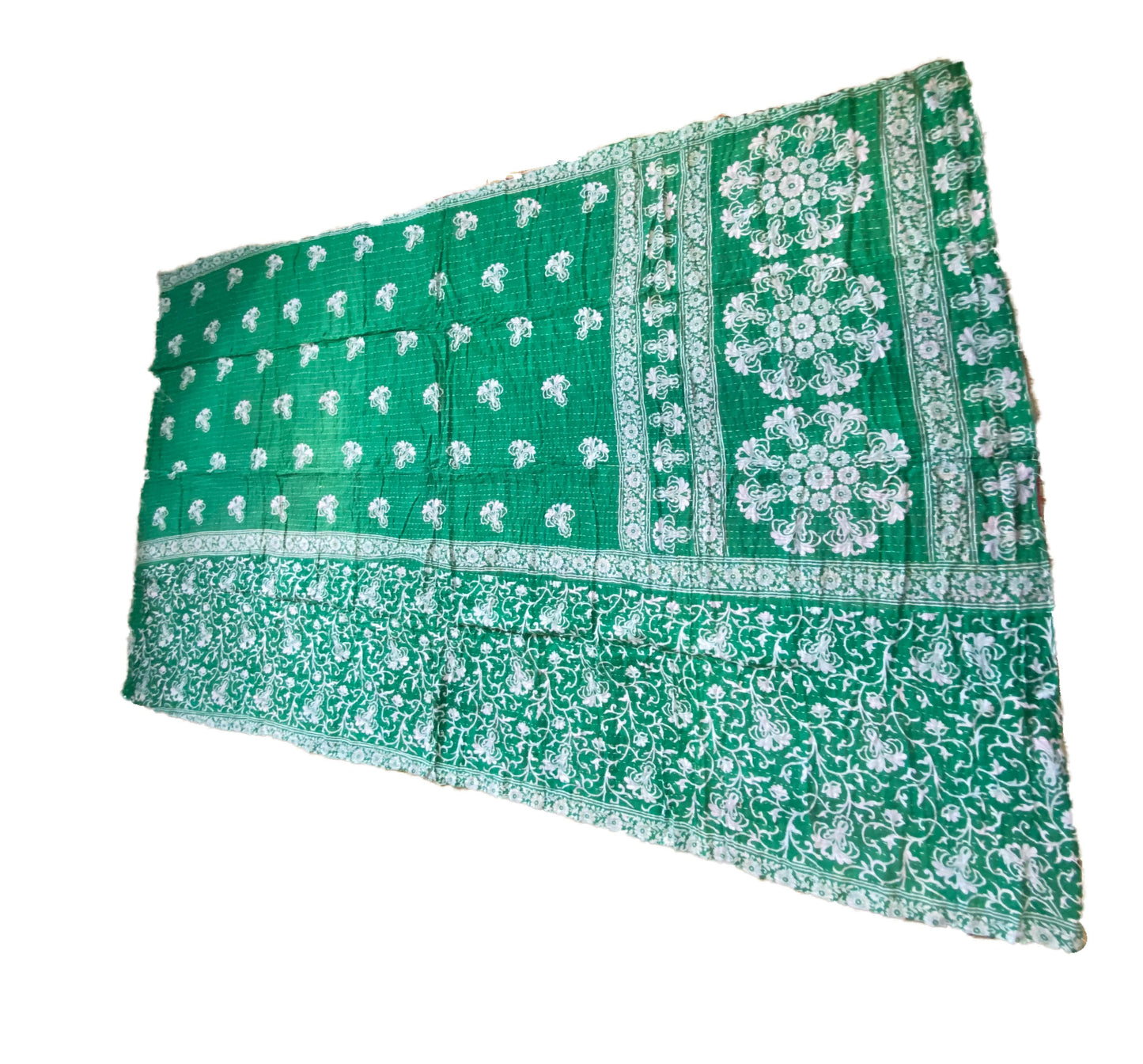#3725 Vintage Indian CottonThrow Kantha Quilt 85" by 54"