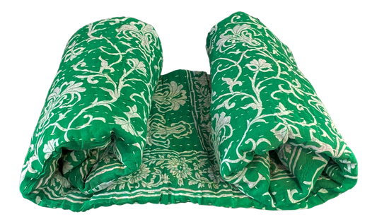 #3725 Vintage Indian CottonThrow Kantha Quilt 85" by 54"