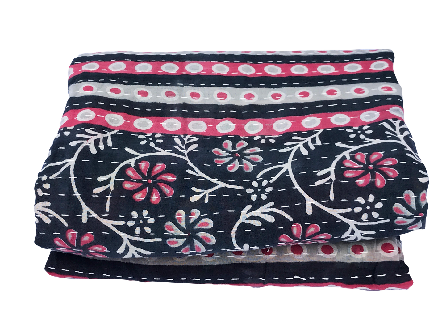 #330 Vintage Indian CottonThrow Kantha Quilt 82" by 50"