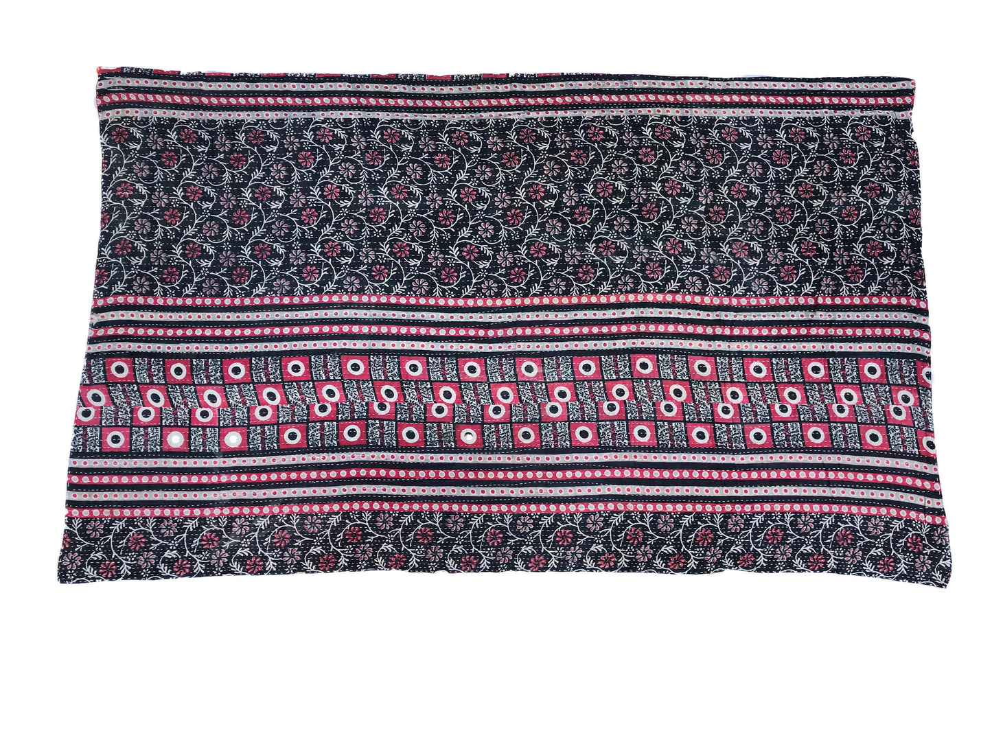 #330 Vintage Indian CottonThrow Kantha Quilt 82" by 50"