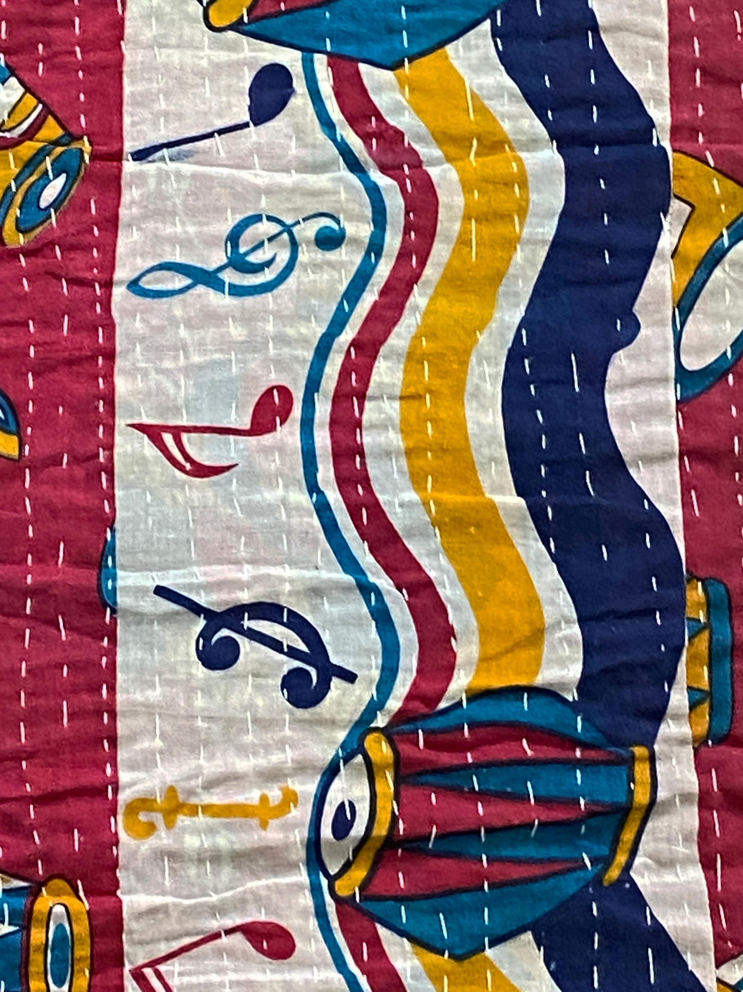 #3725 Vintage Indian CottonThrow Kantha Quilt 85" by 54"