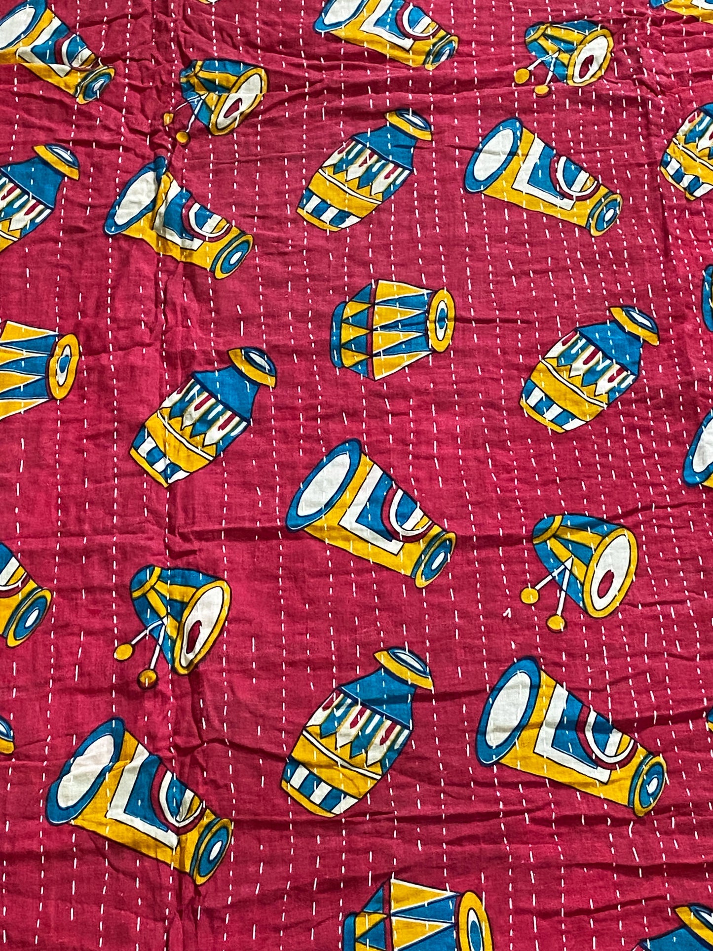 #3725 Vintage Indian CottonThrow Kantha Quilt 85" by 54"