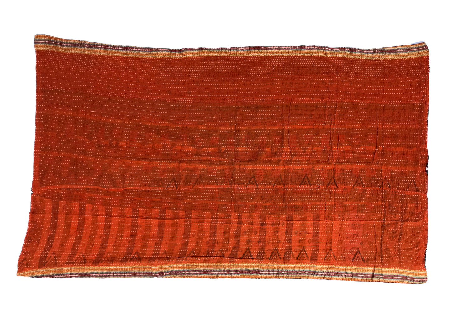 #330 Vintage Indian CottonThrow Kantha Quilt 82" by 50"